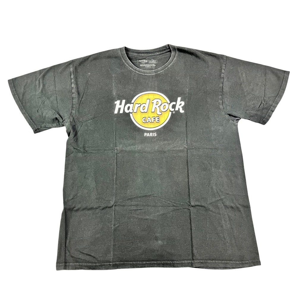 Hard Rock Cafe Paris Graphic T-Shirt Mens XL Black Cotton Short Sleeve Tee